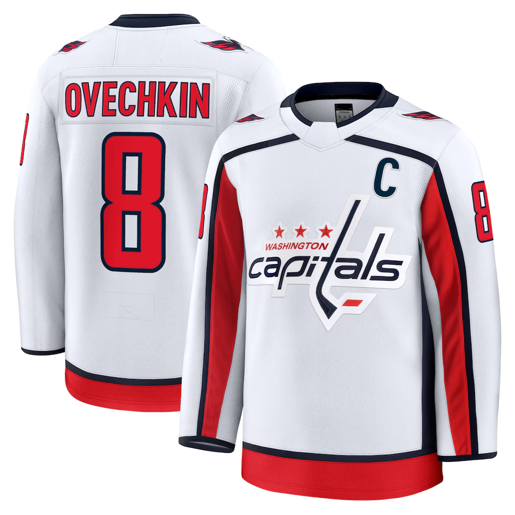 STECN W.Capitals #8 Alexander Ovechkin White Away Premium Jerseys