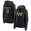 STECN W.Commanders #0 Mike Sainristil Player Black Salute to Service Hoodies Stitched Jerseys