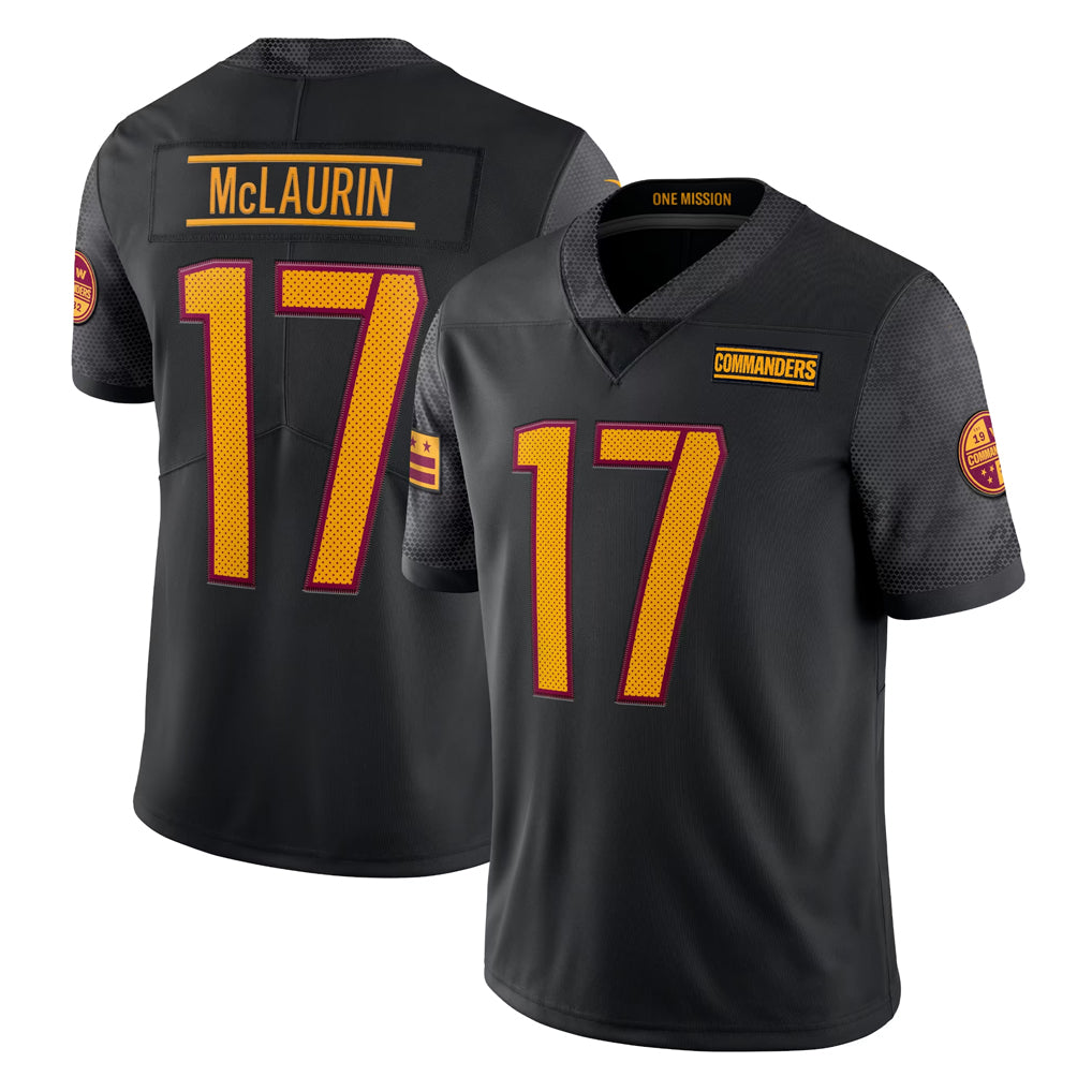 STECN W.Commanders #17 Terry Mclaurin Player Black Vapor Untouchable Home Game Stitched Jerseys
