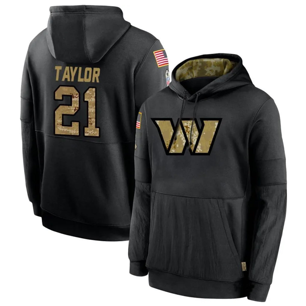 STECN W.Commanders #21 Sean Taylor Player Black Salute to Service Hoodies Stitched Jerseys