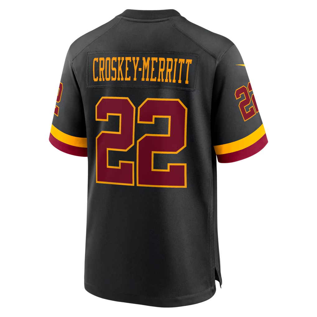 STECN W.Commanders #22 Jacory Croskey-Merritt Black Hail Raiser Alternate Game Stitched Jerseys