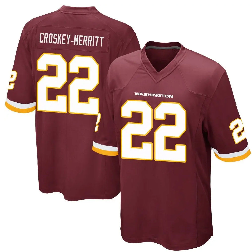 STECN W.Commanders #22 Jacory Croskey-Merritt Player Burgundy Game Stitched Jerseys