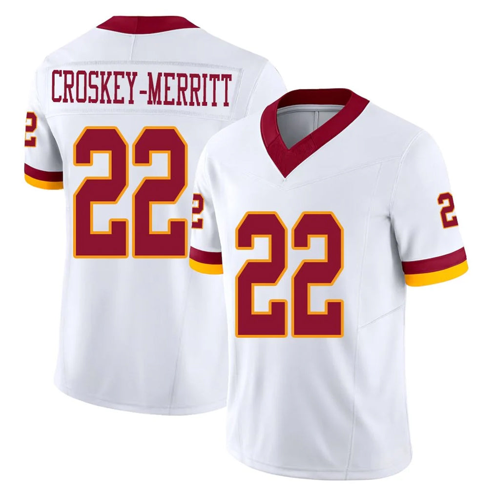 STECN W.Commanders #22 Jacory Croskey-Merritt Player White Limited Vapor F.U.S.E. Home Game Stitched Jerseys