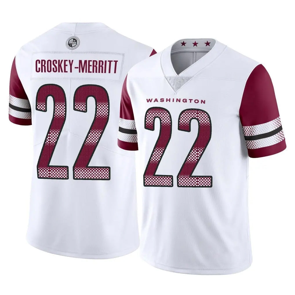 STECN W.Commanders #22 Jacory Croskey-Merritt Player White Limited Vapor Home Game Stitched Jerseys