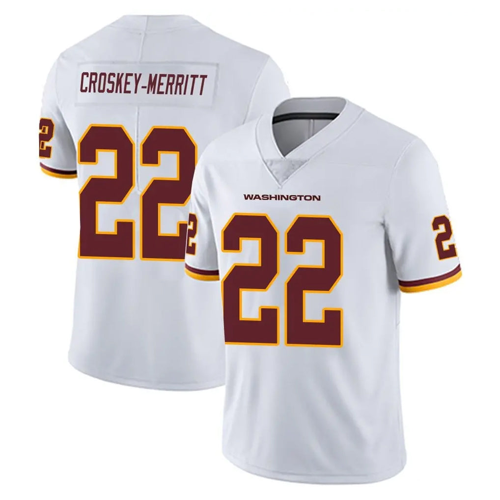 STECN W.Commanders #22 Jacory Croskey-Merritt Player White Limited Vapor Untouchable Home Game Stitched Jerseys