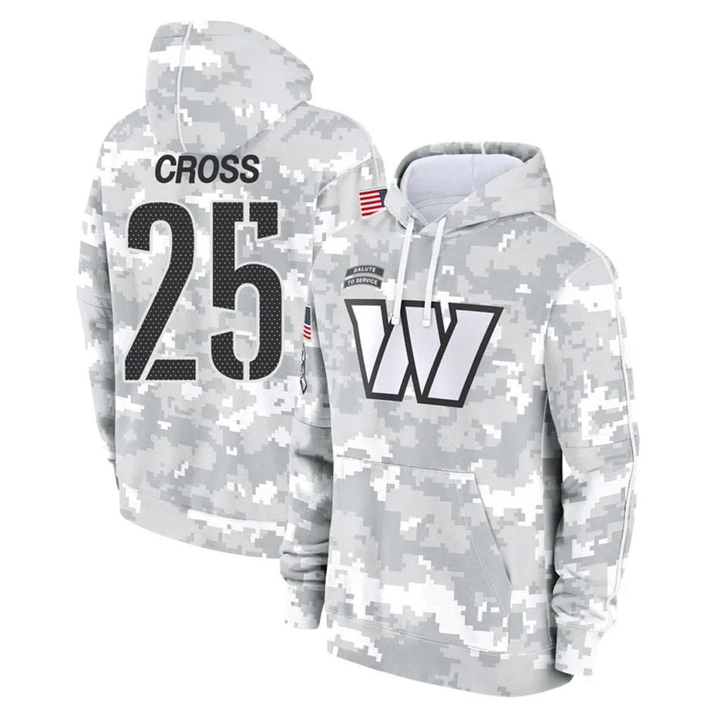 STECN W.Commanders #25 Nick Cross Player Arctic Camo Limited Salute to Service Pullover Hoodies Game Stitched Jerseys