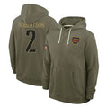 STECN W.Commanders #2 Amik Robertson Player Olive Salute to Service Pullover Hoodies Limited Home Stitched Jerseys