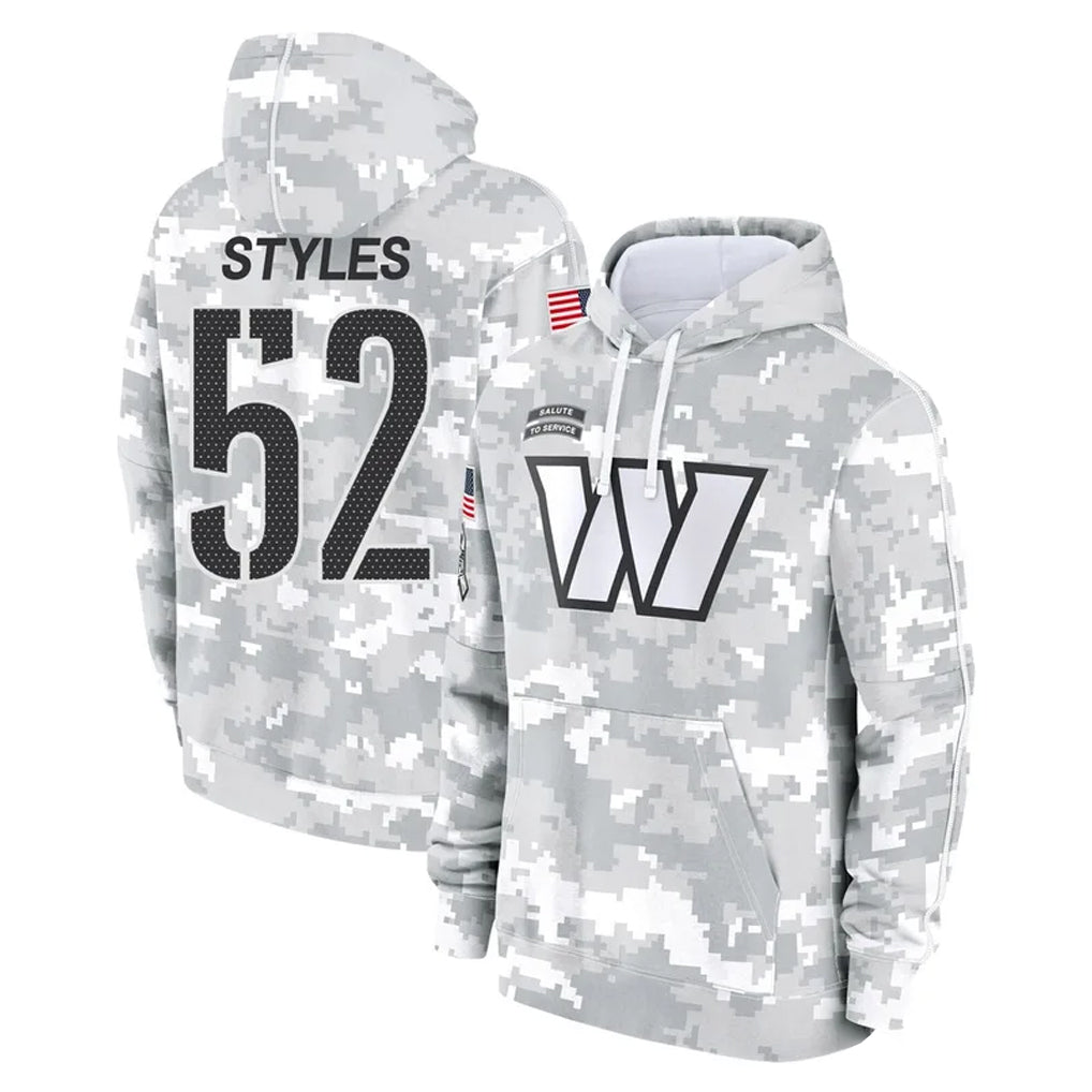 STECN W.Commanders #52 Sonny Styles Player Arctic Camo Limited Salute to Service Pullover Hoodies Game Stitched Jerseys
