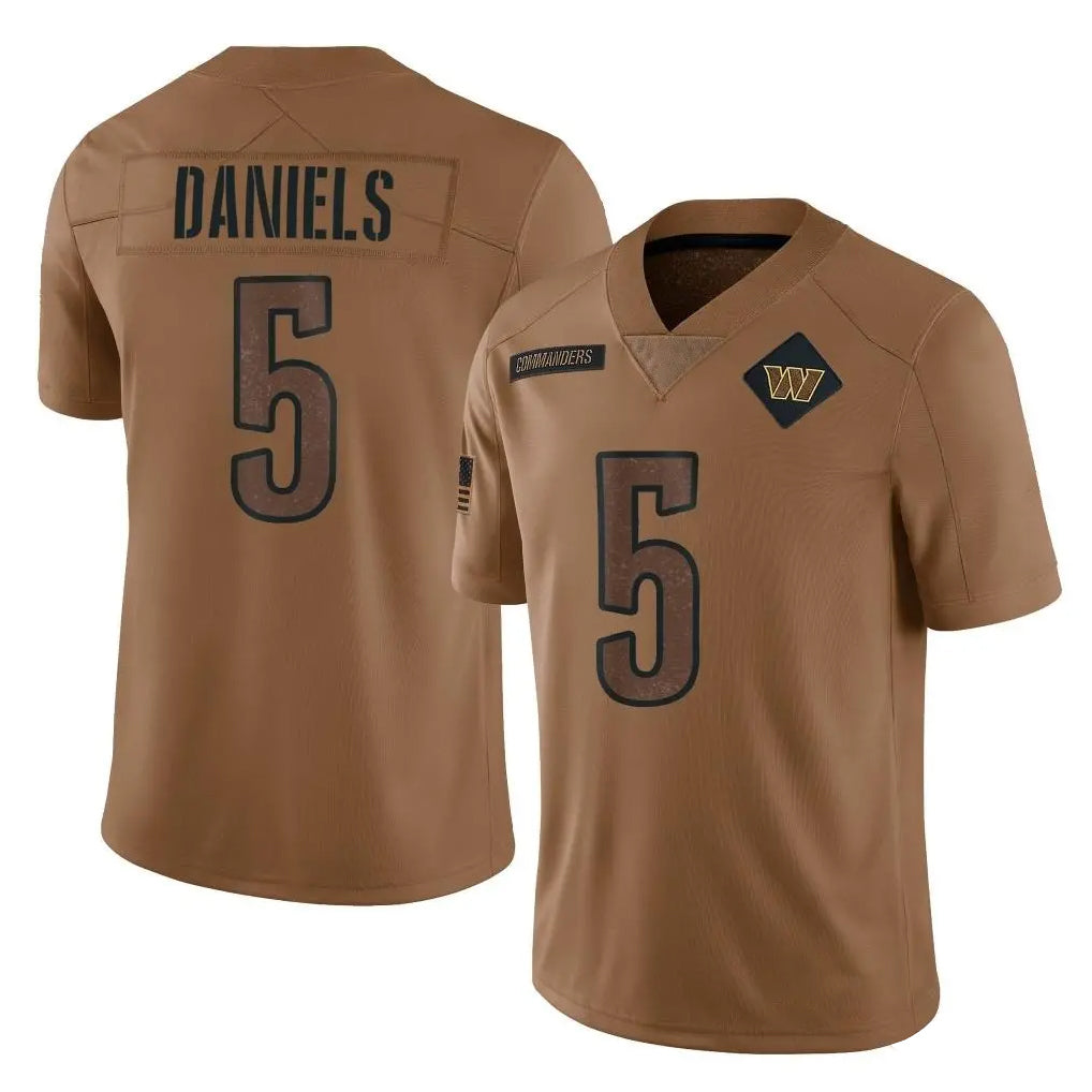 STECN W.Commanders #5 Jayden Daniels Player Brown Limited Salute To Service Home Game Stitched Jerseys