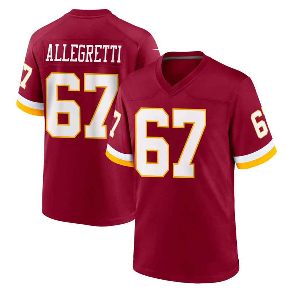 STECN W.Commanders #67 Nick Allegretti Player Burgundy Game Home Stitched Jerseys