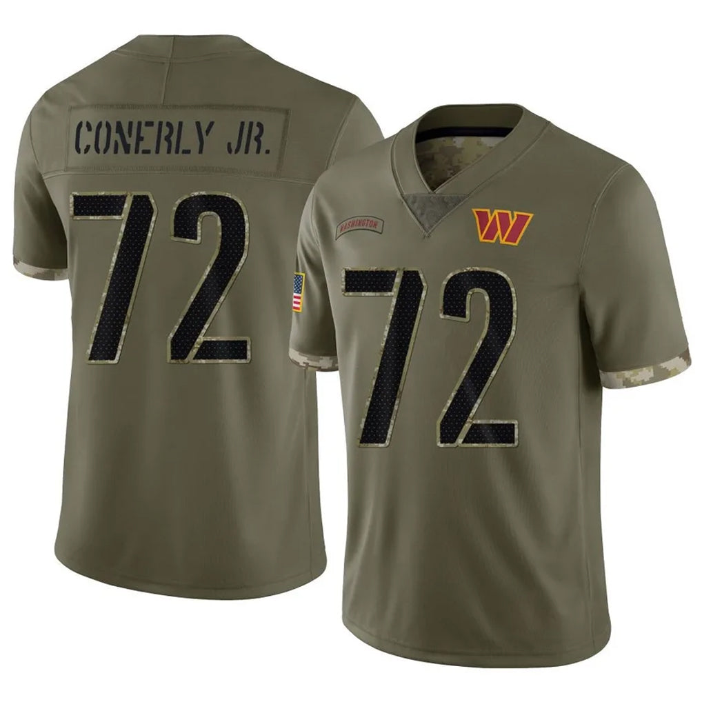 STECN W.Commanders #72 Josh Conerly Jr. Player Olive Salute To Service Limited Home Game Stitched Jerseys