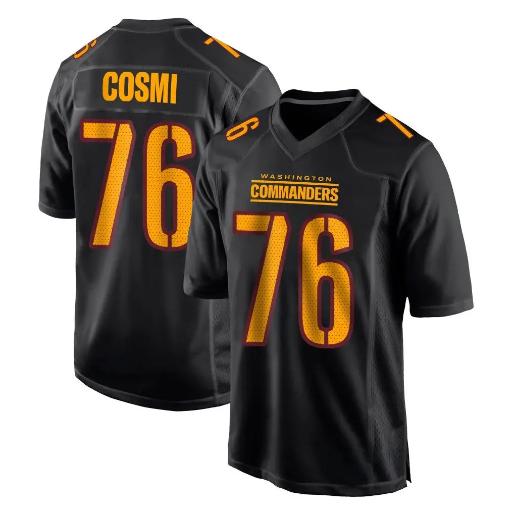 STECN W.Commanders #76 Sam Cosmi Player Black Carbon Fashion Home Game Stitched Jerseys