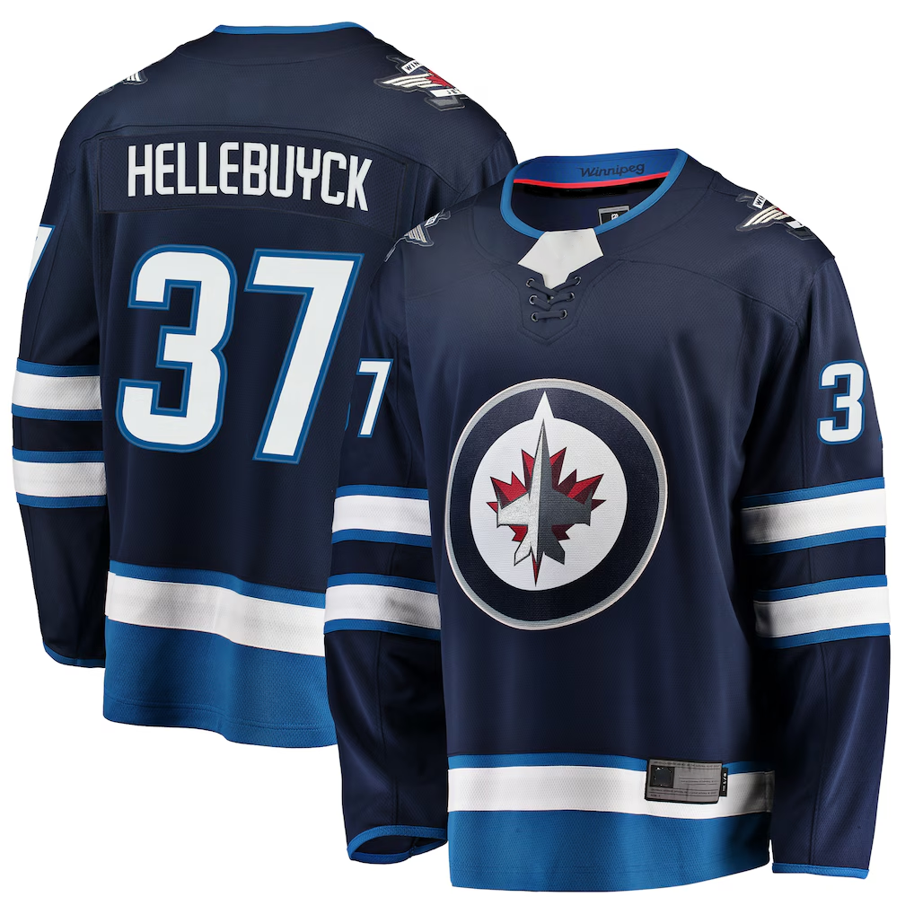STECN W.Jets #37 Connor Hellebuyck Navy Breakaway Replica Jerseys