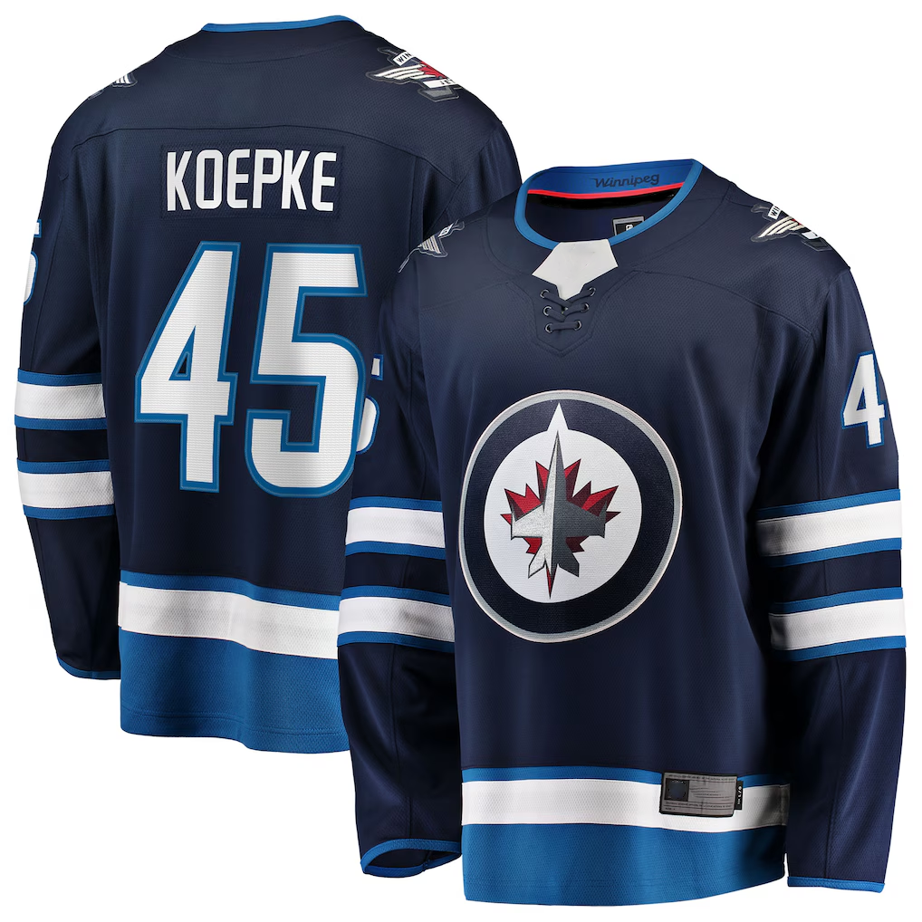 STECN W.Jets #45 Cole Koepke Navy Home Breakaway Jerseys