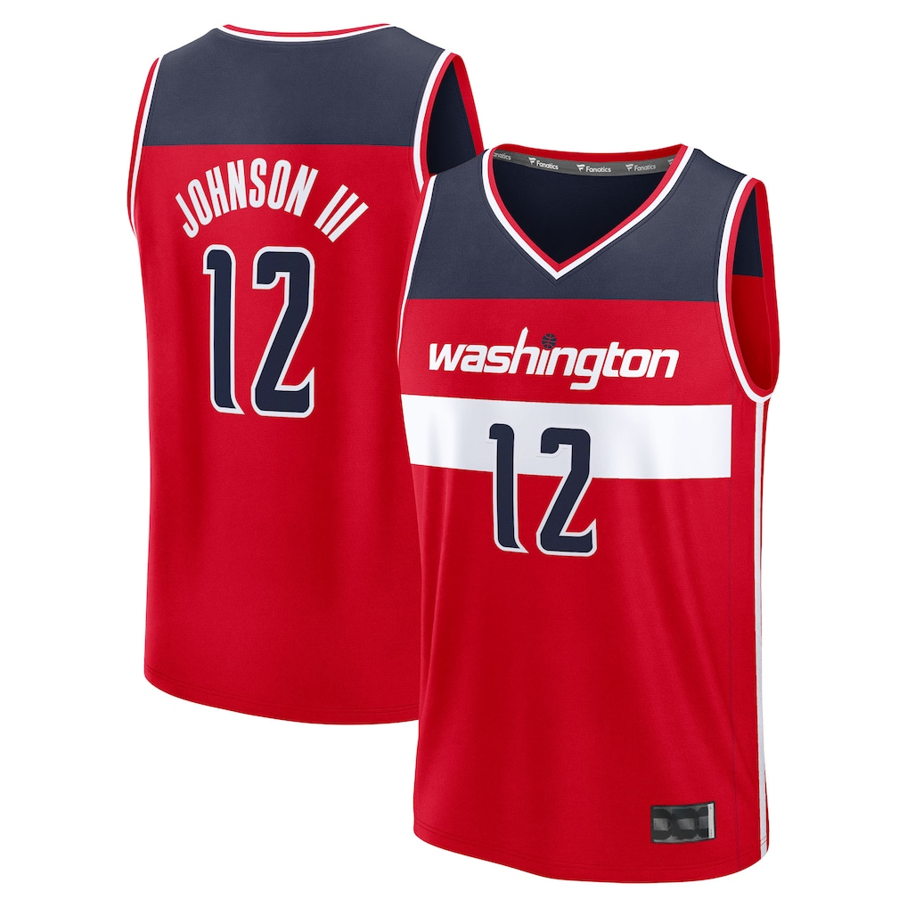 STECN W.Wizards #12 Tre Johnson III Red 2025  Draft First Round Pick Fast Break Replica Jerseys - Icon Edition