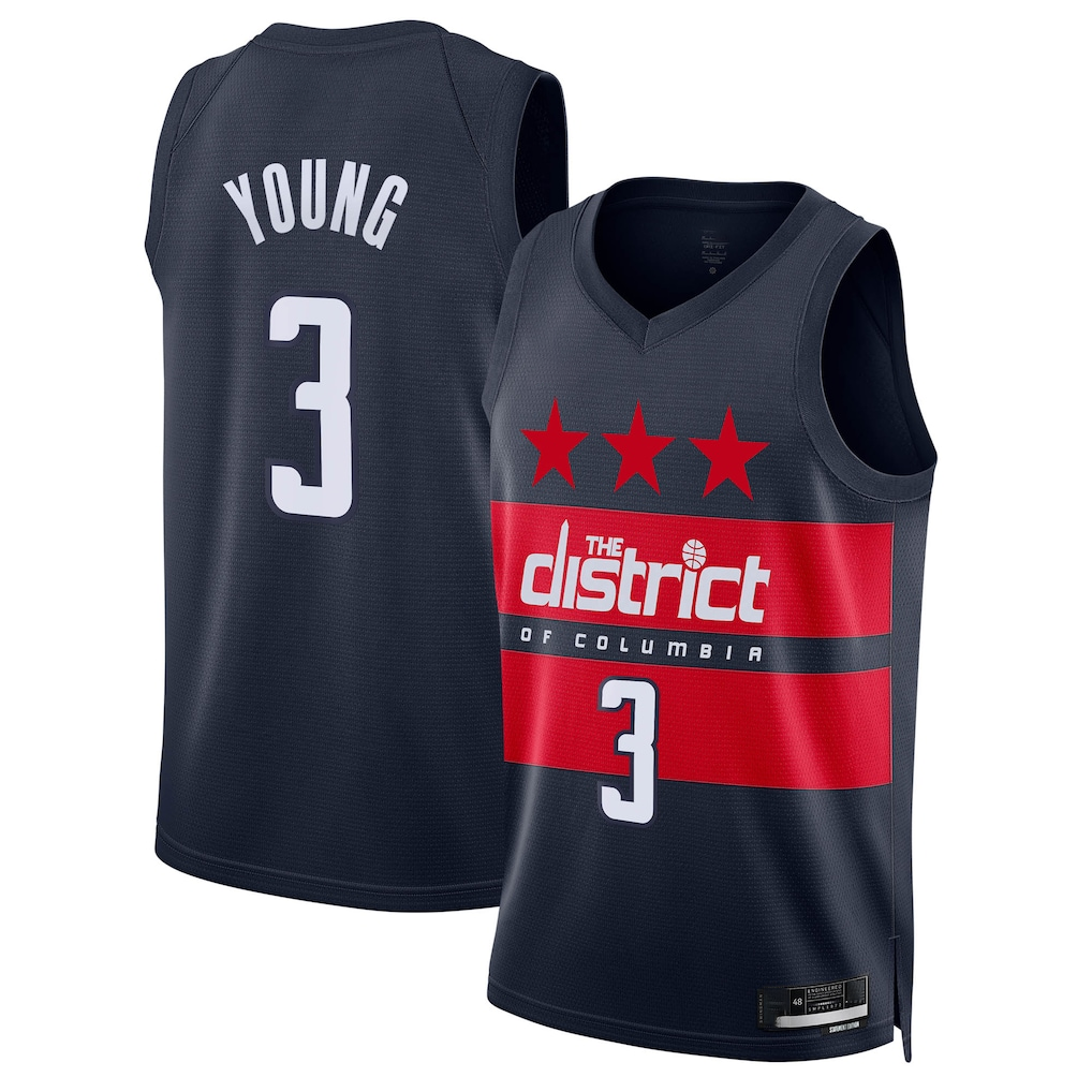 STECN W.Wizards #3 Trae Young Navy Swingman Jerseys - Statement Edition