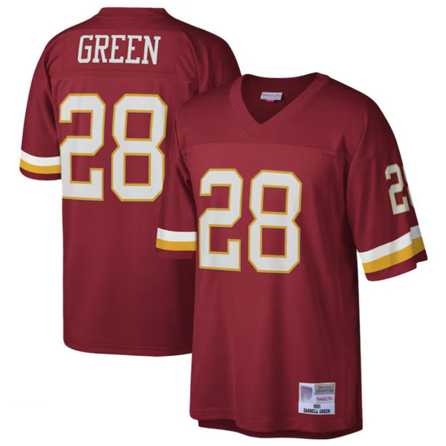 STECN Washington Football Team #28 Darrell Green Mitchell & Ness Burgundy Legacy Replica Stitched Jersey