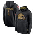 C.Browns #1 KC Concepcion Player Black Salute to Service Pullover Hoodies Limited STECN Stitched Jerseys