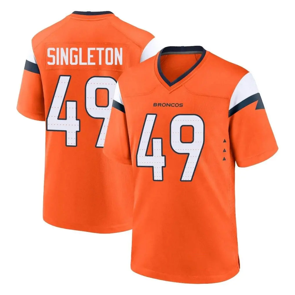 D.Broncos #49 Alex Singleton Player Orange Home Game STECN Stitched Jerseys