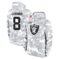 LV.Raiders #8 Kirk Cousins Player Arctic Camo Salute to Service Hoodies Limited Game STECN Stitched Jerseys