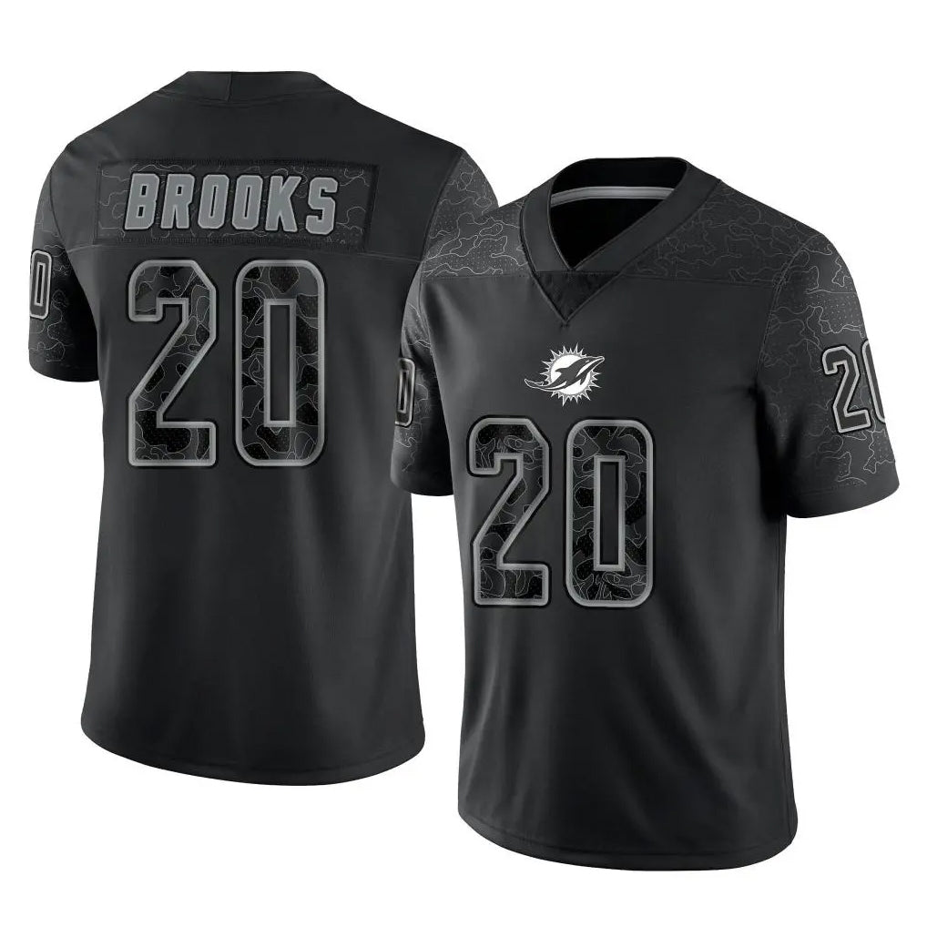 M.Dolphins #20 Jordyn Brooks Player Black Reflective Limited Game STECN Stitched Jerseys