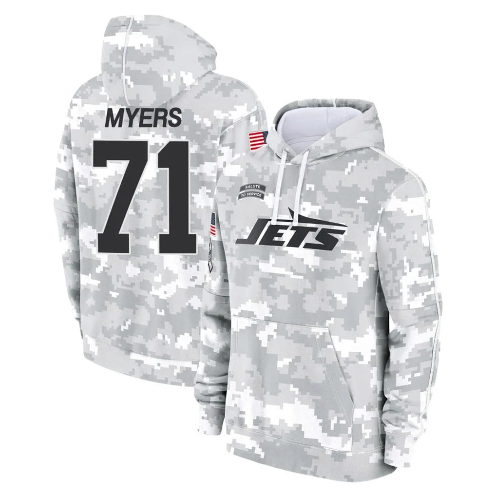 NY.Jets #71 Josh Myers Player Arctic Camo Salute to Service Pullover Hoodies Limited Game STECN Stitched Jerseys
