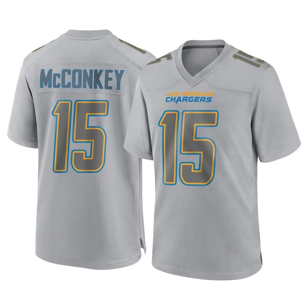 LA.Chargers #15 Ladd McConkey Player Gray Atmosphere Fashion Home Game STECN Stitched Jerseys