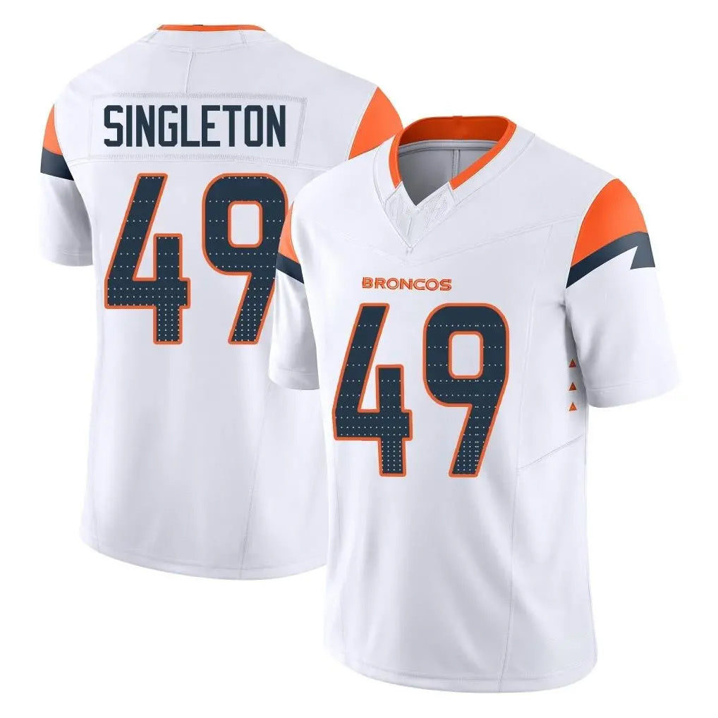 D.Broncos #49 Alex Singleton Player White Limited Vapor F.U.S.E. Home Game STECN Stitched Jerseys