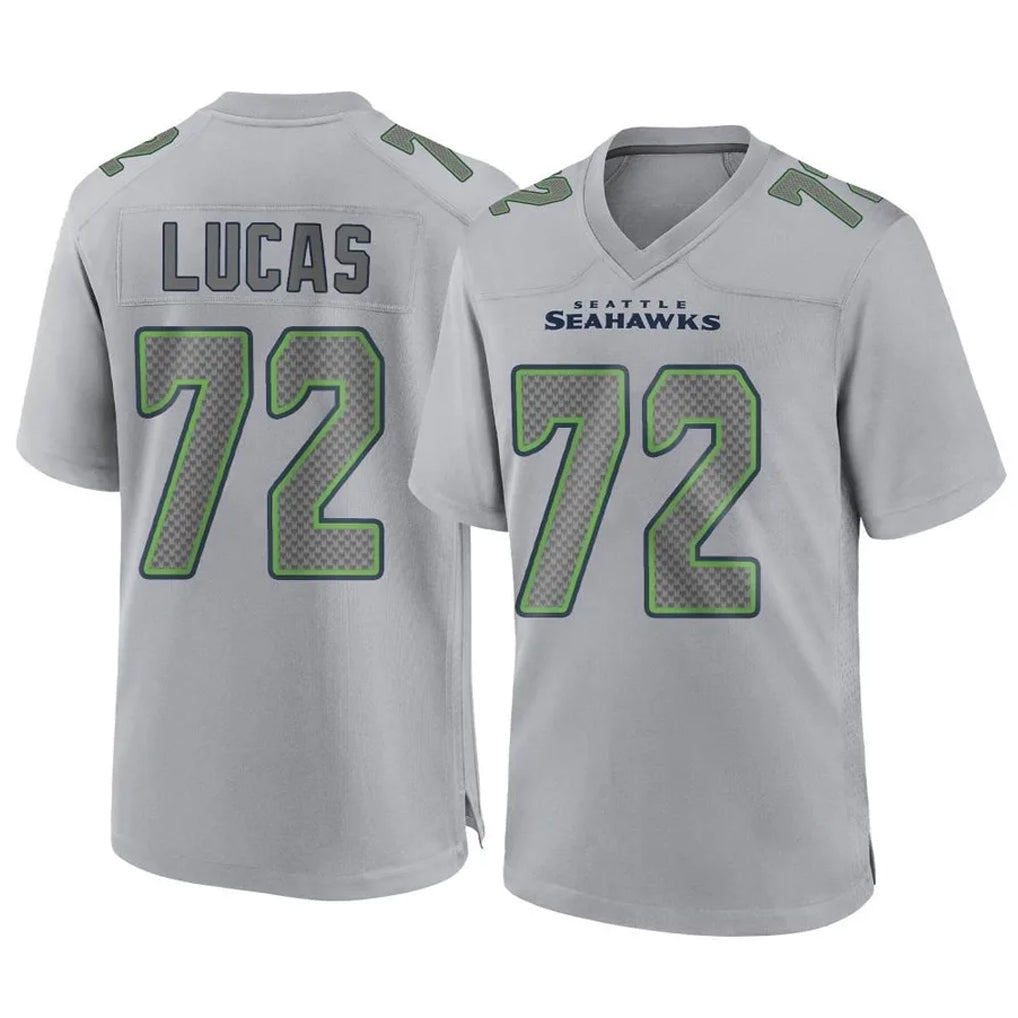 S.Seahawks #72 Abraham Lucas Player Gray Atmosphere Fashion Home Game STECN Stitched Jerseys