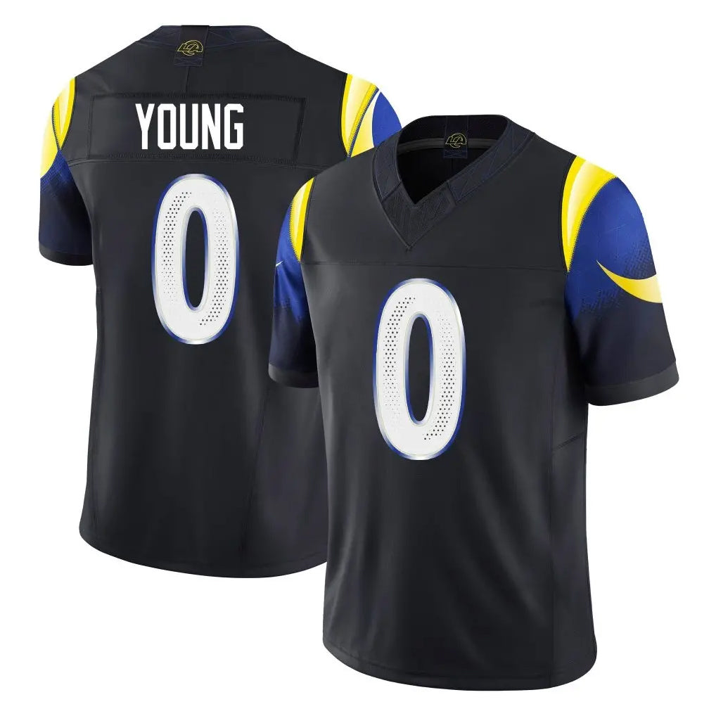 LA.Rams #0 Byron Young Player Black Midnight Rivalries Collection Limited Home Game STECN Stitched Jerseys