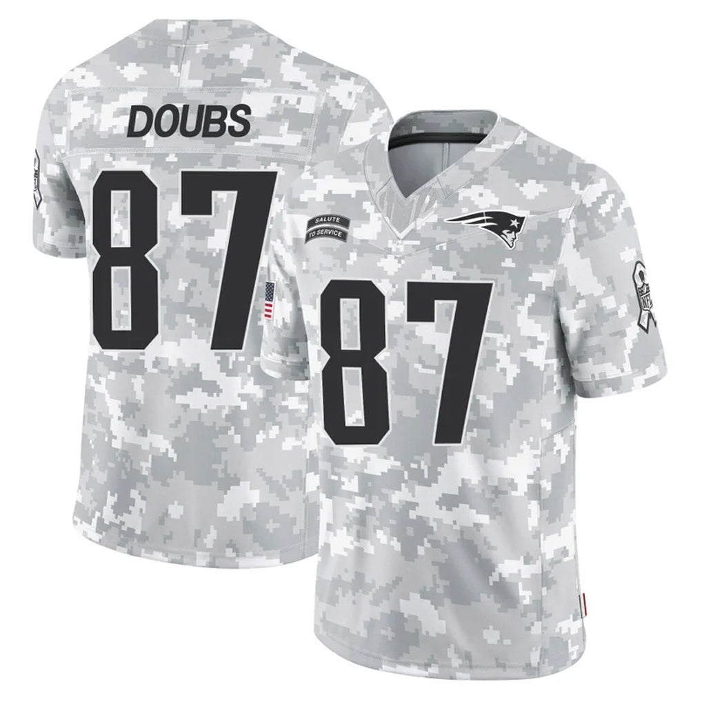 NE.Patriots #87 Romeo Doubs Player Arctic Camo Salute To Service Limited Game STECN Stitched Jerseys