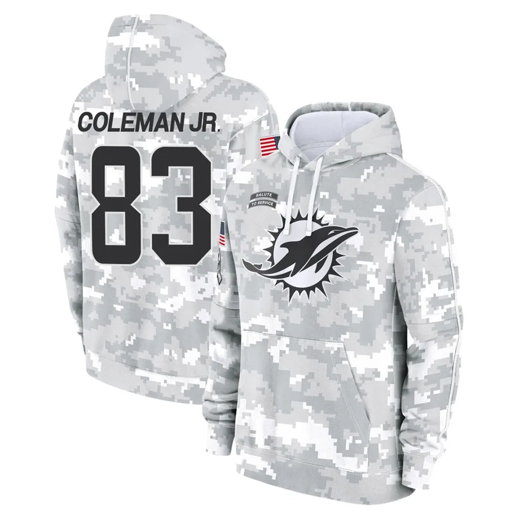 M.Dolphins #83 Kevin Coleman Jr. Player Arctic Camo Salute to Service Hoodies Limited Game STECN Stitched Jerseys