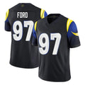 LA.Rams #97 Poona Ford Player Black Midnight Rivalries Collection Limited Home Game STECN Stitched Jerseys