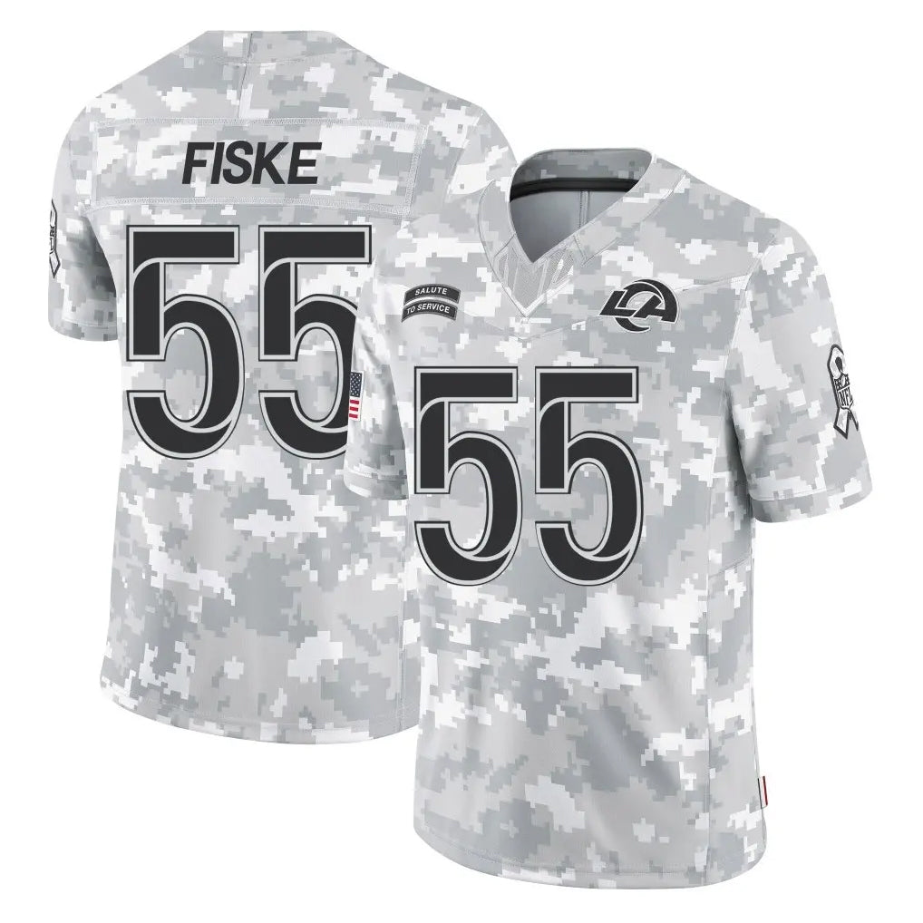 LA.Rams #55 Braden Fiske Player Arctic Camo Salute To Service Limited Game STECN Stitched Jerseys