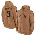 LA.Chargers #3 Derwin James Jr. Player Brown Salute to Service Hoodies Limited Game STECN Stitched Jerseys