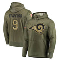 LA.Rams #9 Matthew Stafford Player Olive Salute to Service Pullover Hoodies Home Game STECN Stitched Jerseys