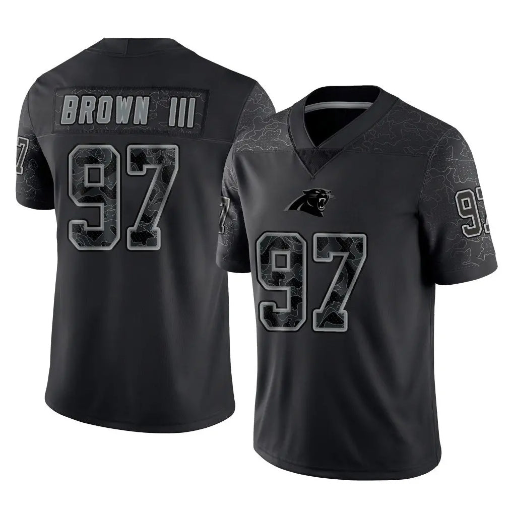 C.Panthers #97 Bobby Brown III Player Black Limited Reflective Game STECN Stitched Jerseys