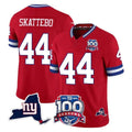 NY.Giants #44 Cam Skattebo Player Red 100th Season & State Patch Vapor Limited Home Game STECN Stitched Jerseys