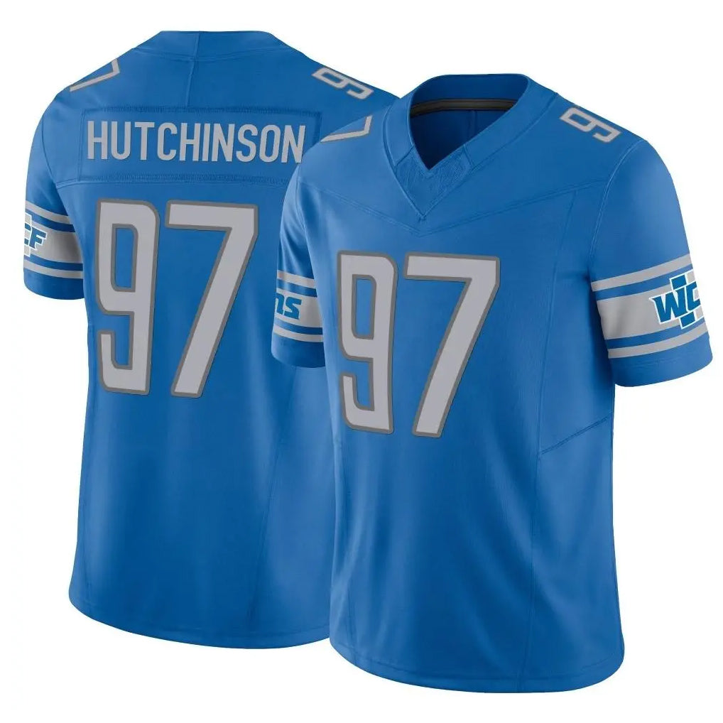 D.Lions #97 Aidan Hutchinson Player Blue Vapor F.U.S.E. Limited Home Game STECN Stitched Jerseys