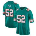 M.Dolphins #52 Patrick Paul Player Aqua Alternate Home Game STECN Stitched Jerseys