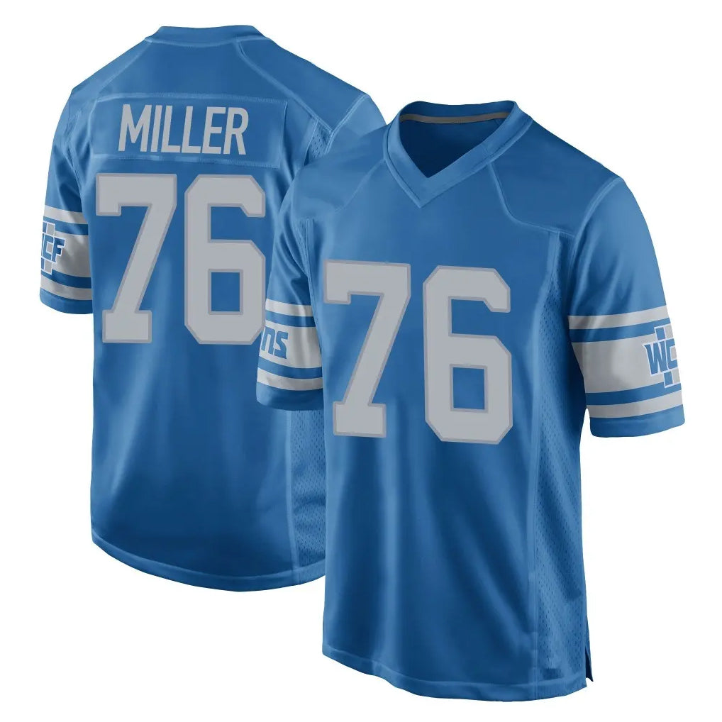 D.Lions #76 Blake Miller Player Blue Vapor Untouchable Throwback Game STECN Stitched Jerseys