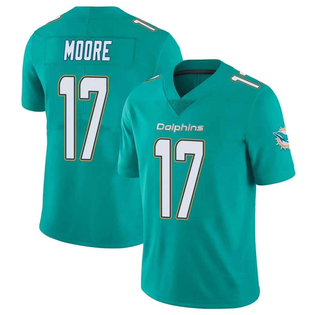 M.Dolphins #17 Trey Moore Player Aqua Limited Vapor Untouchable Home Game STECN Stitched Jerseys