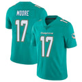 M.Dolphins #17 Trey Moore Player Aqua Limited Vapor Untouchable Home Game STECN Stitched Jerseys