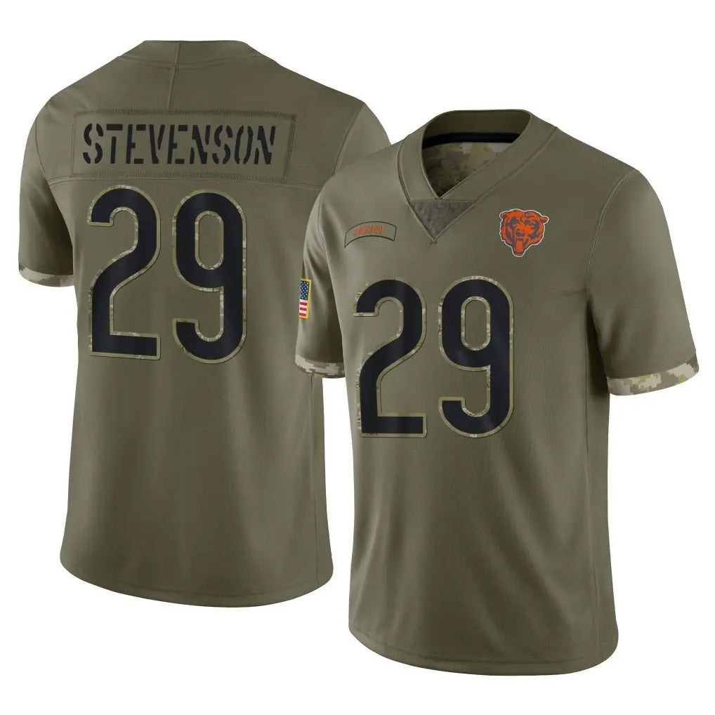 C.Bears #29 Tyrique Stevenson Player Olive Salute to Service Limited Game STECN Stitched Jerseys