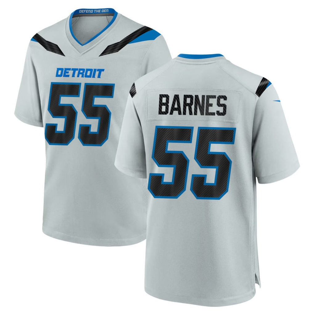 D.Lions #55 Derrick Barnes Player Silver 2026 Rivalries Collection Home Game STECN Stitched Jerseys