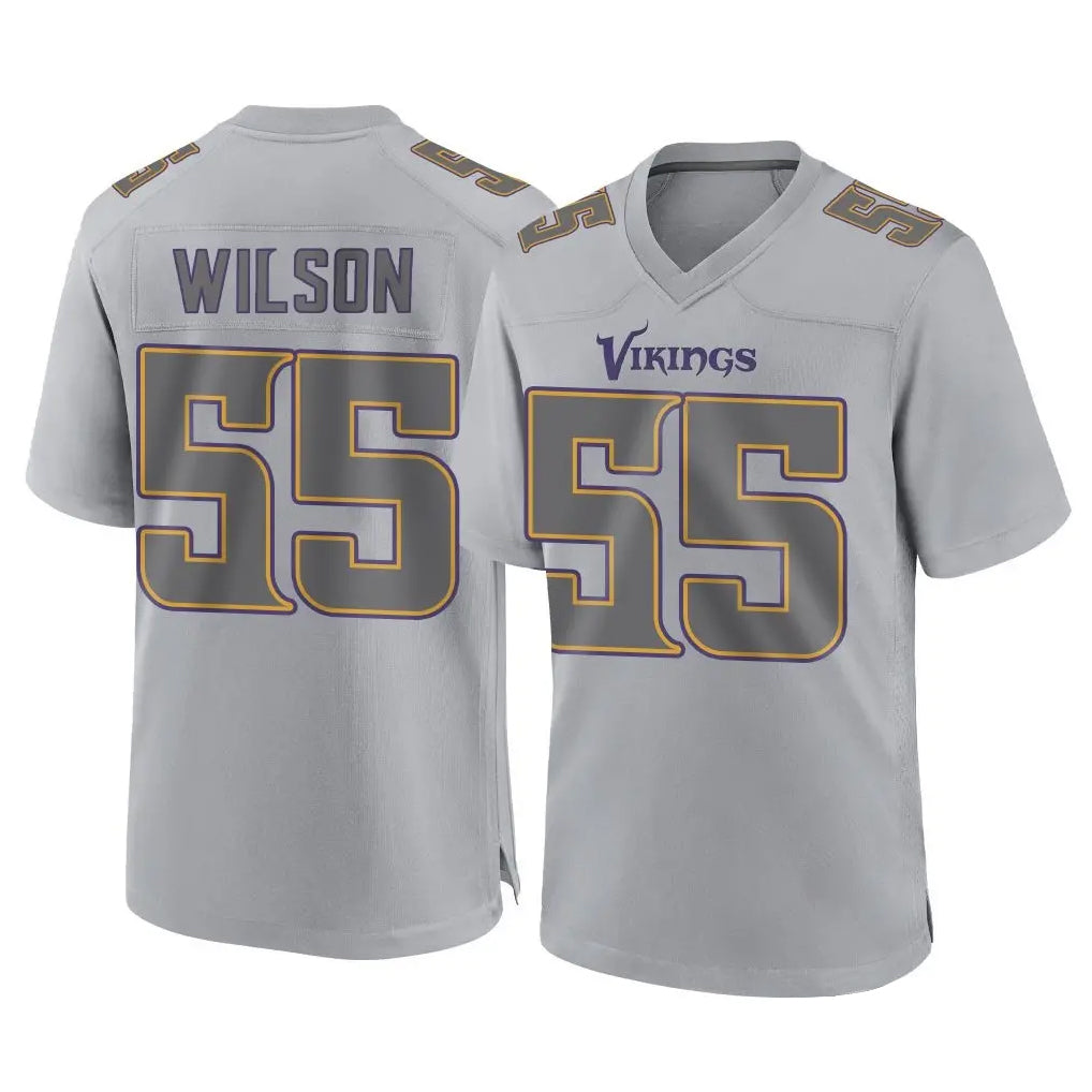 M.Vikings #55 Eric Wilson Player Gray Atmosphere Fashion Home Game STECN Stitched Jerseys