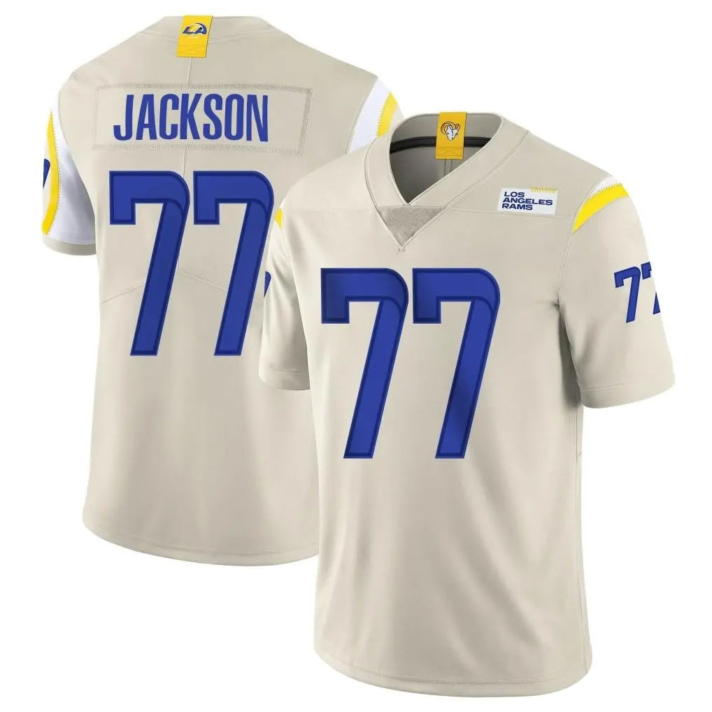 LA.Rams #77 Alaric Jackson Player Bone Limited Vapor Home Game STECN Stitched Jerseys