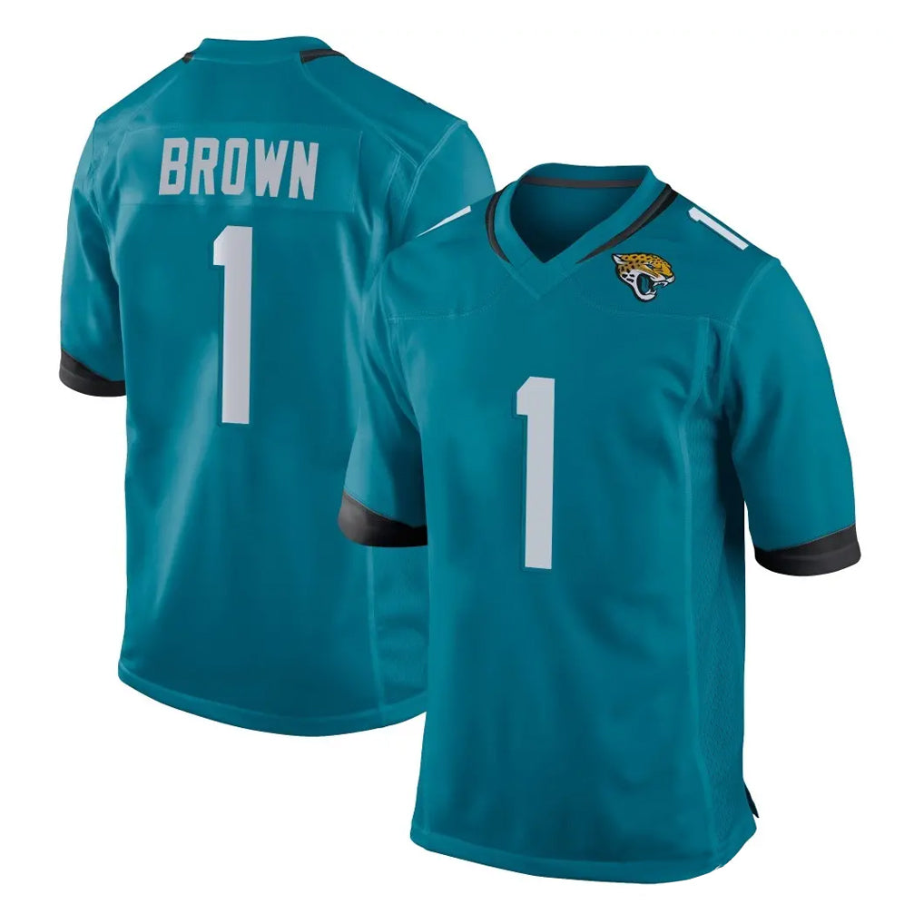 J.Jaguars #1 Montaric Brown Player Teal Home Game STECN Stitched Jerseys