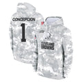 C.Browns #1 KC Concepcion Player Arctic Camo Salute to Service Hoodies Limited Game STECN Stitched Jerseys