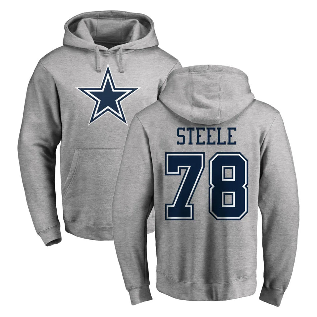 D.Cowboys #78 Terence Steele Player Gray LOGO Pullover Hoodie Limited STECN Stitched Jerseys